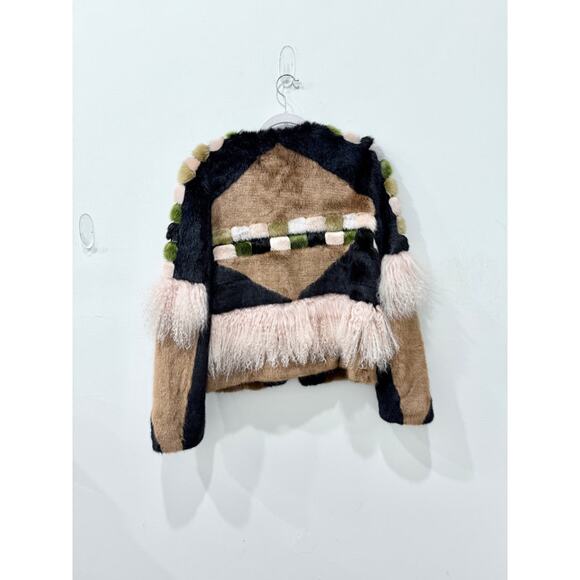 Alexis Patchwork Kotto Lined Plush Faux Fur Jacket Multicolor Women's Size Large - Picture 3 of 5